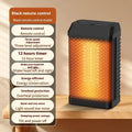 Black remote control smart heater with compact design for desktop use