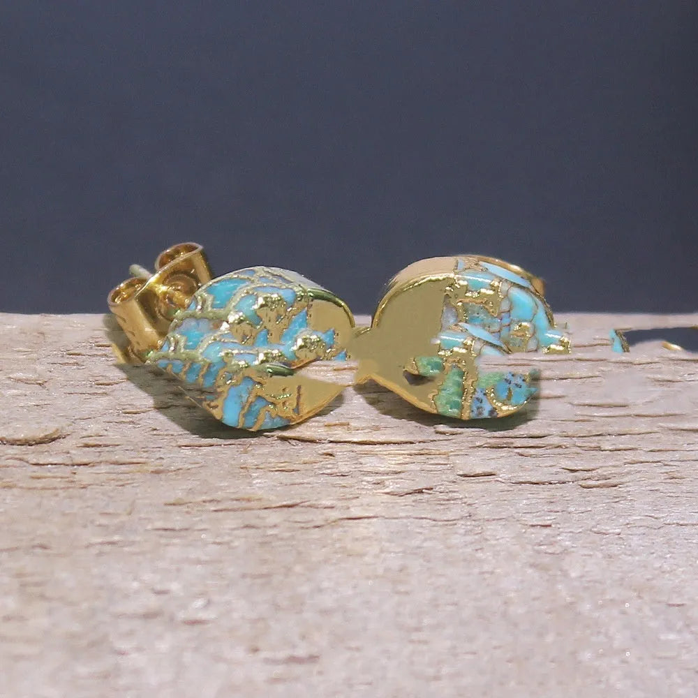 Handmade natural stone bohemian stud earrings irregular shape ER1031 colour