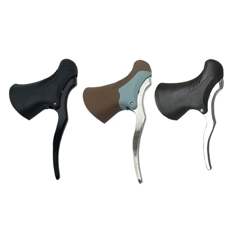 Road bicycle aluminium alloy brake handles in black and black silver for 22.2mm and 23.8mm handlebars