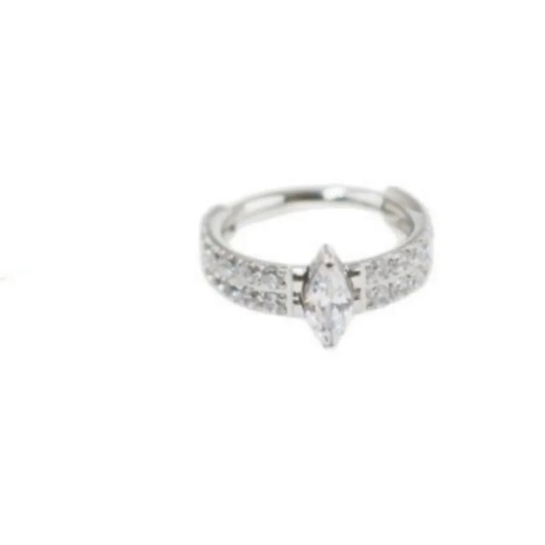 Heart shaped zircon earrings in silver or gold colour, 1.2x8mm size, 316 titanium steel construction
