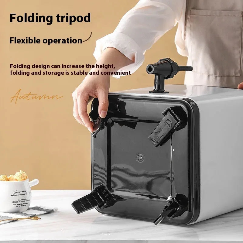 Silver stainless steel milk tea bucket with square lock and 8 litre capacity