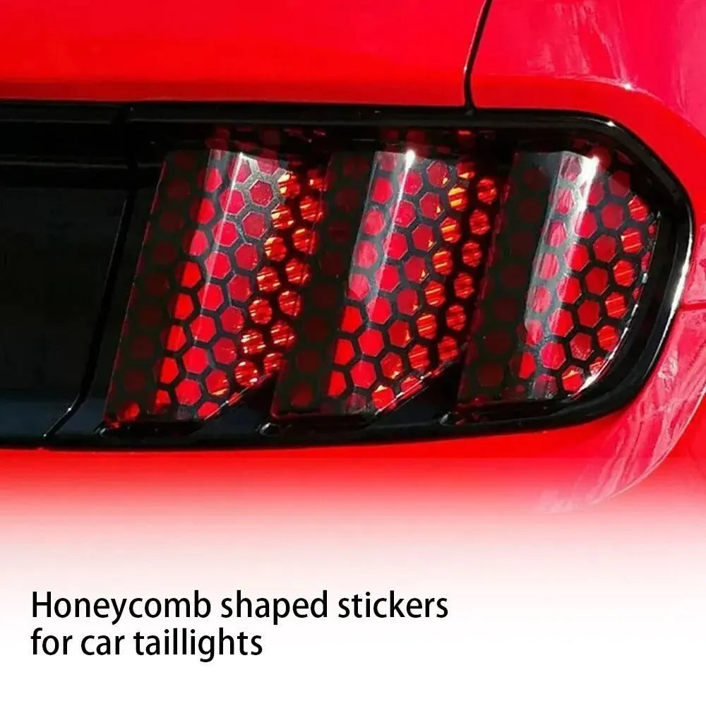 Car taillight honeycomb shape creative sticker film 48x30cm in bright black finish