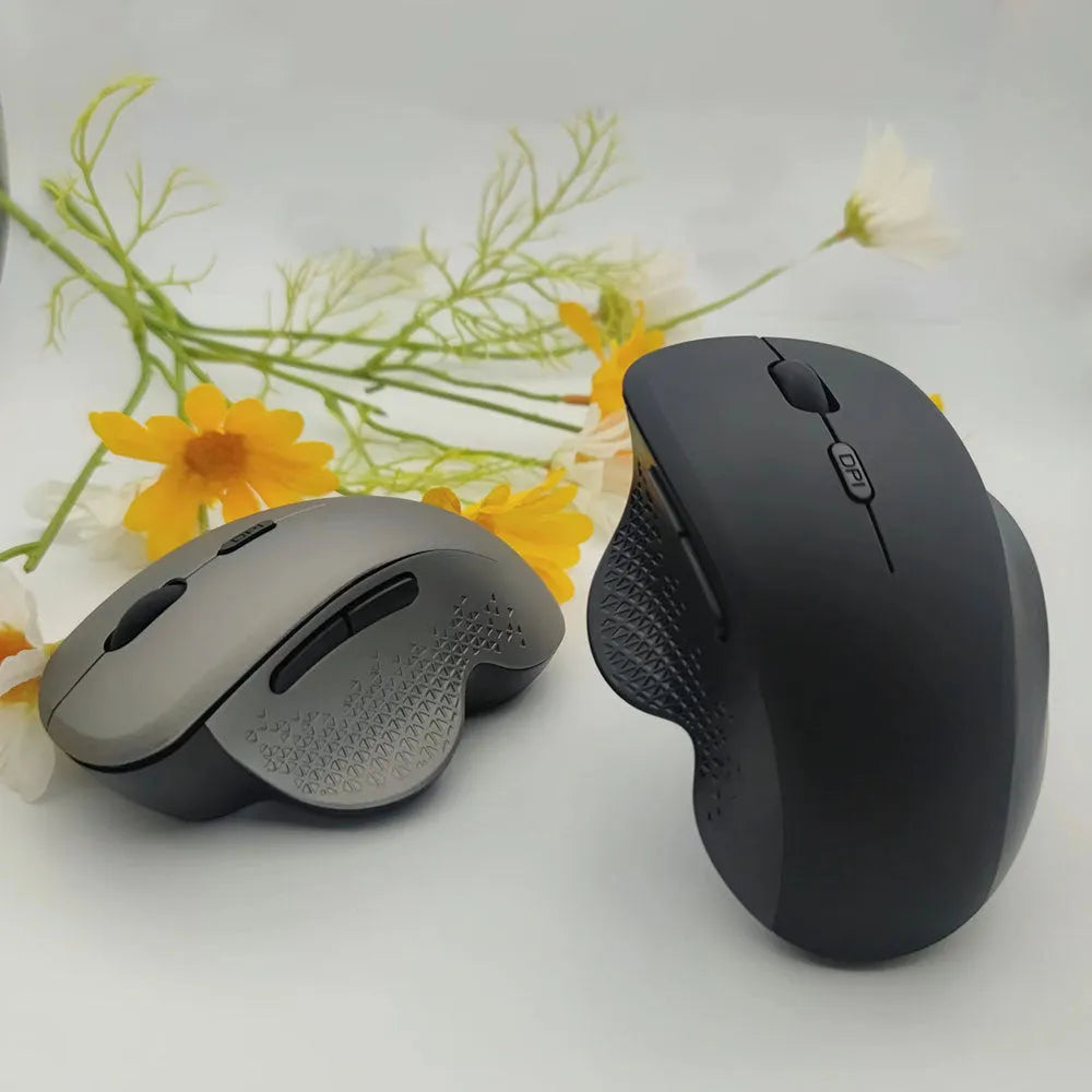 Grey and black wireless charging mouse for laptops with USB cable