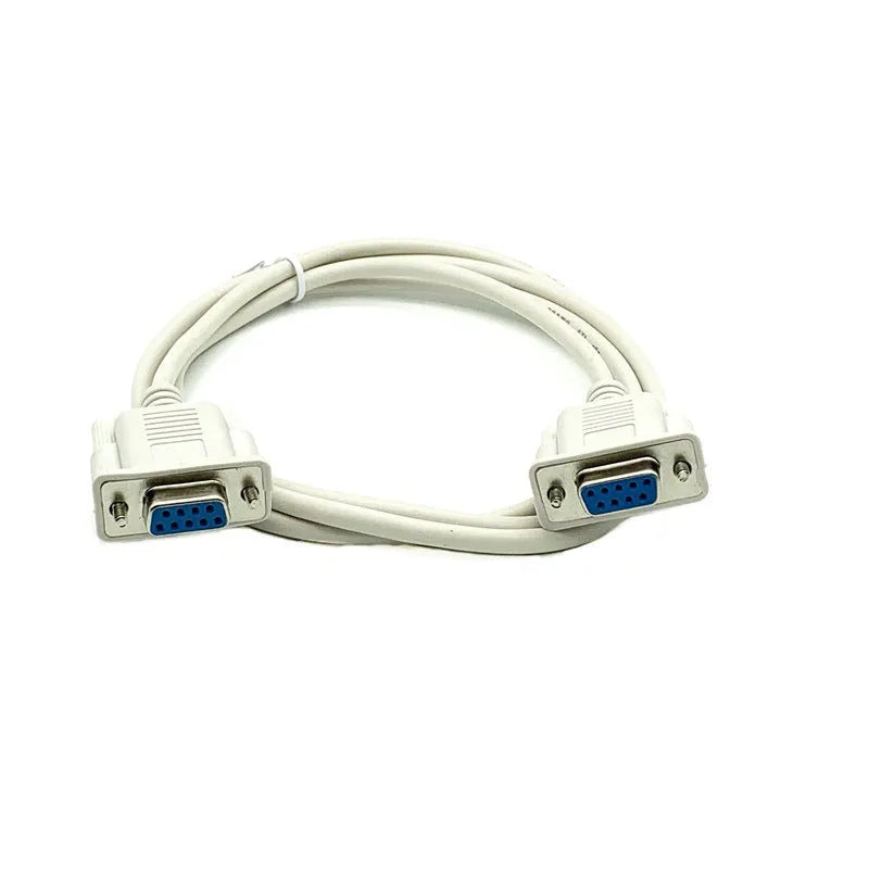 Female to female DB9 serial cable with milky white insulation measuring 1.5 metres in length