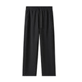 High-waisted straight-leg cotton pants in heather gray, loose fit, available in multiple colours