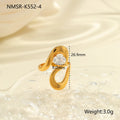 Adjustable stainless steel geometric zircon ring for women in various electroplated colours.