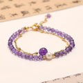 Chinese style women's crystal bracelet with diamond-shaped beads in amethyst colour