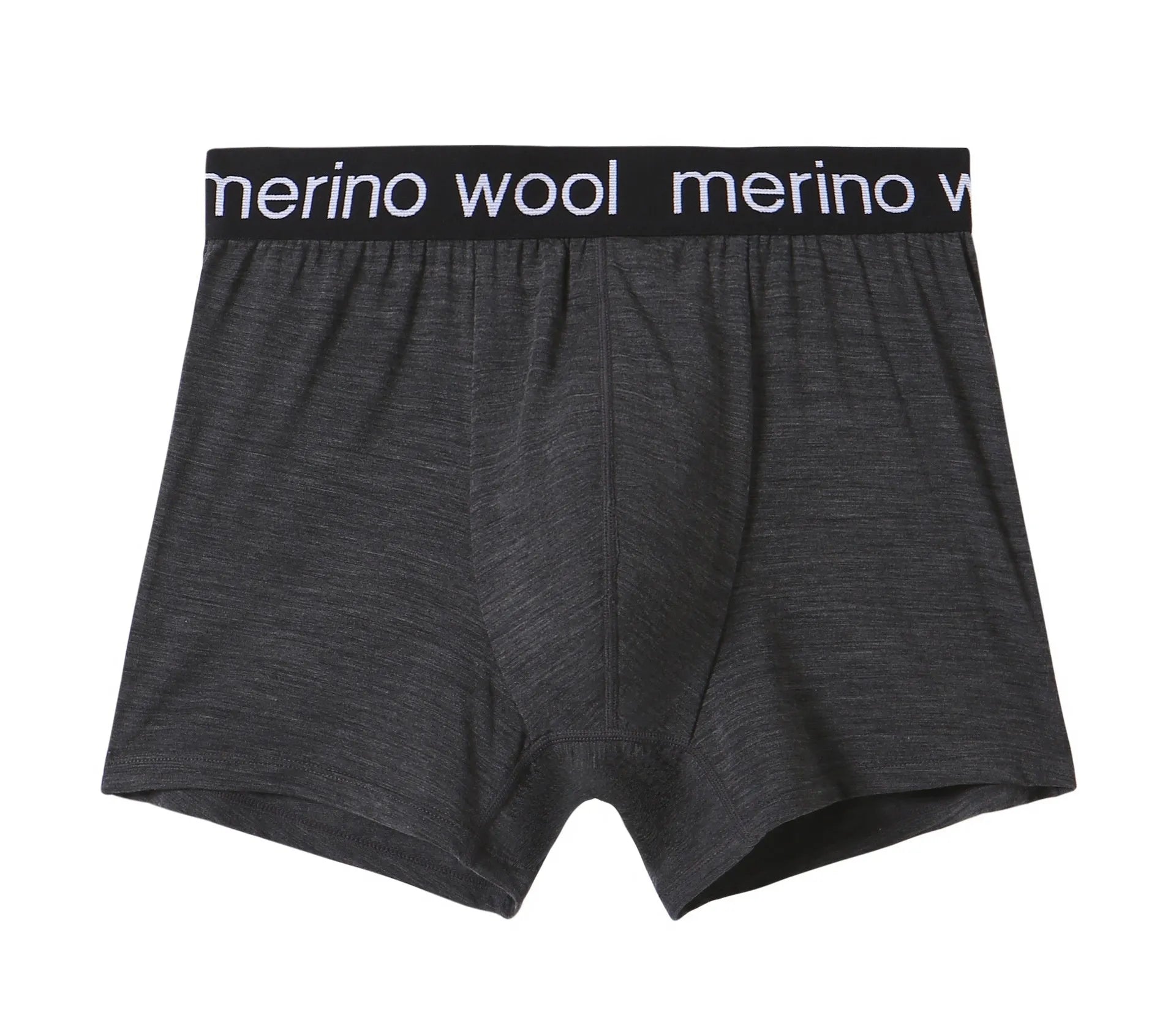 Large size quick-drying wool blend men's boxer shorts in carbon gray, mid-waist with U-shaped pouch