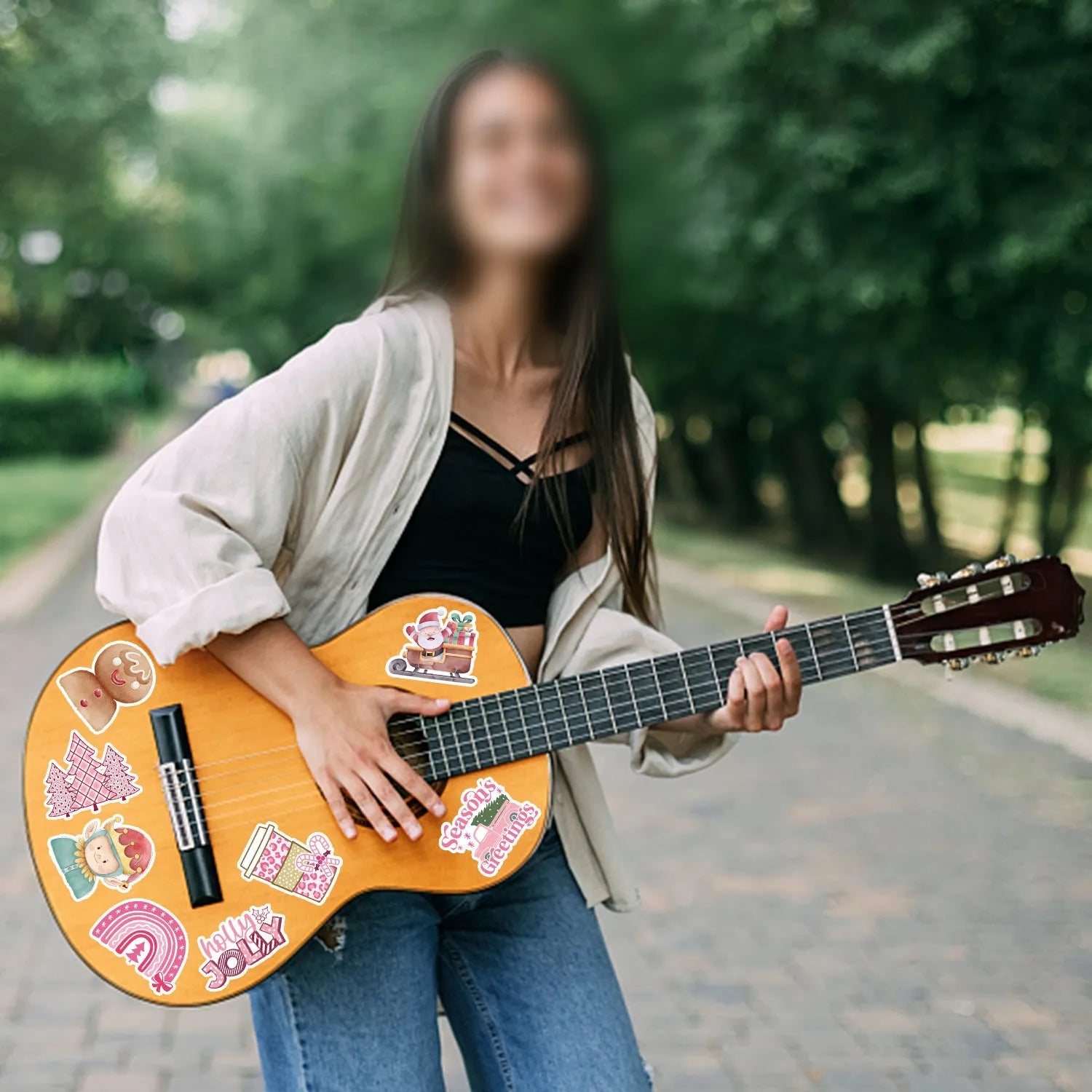 50 Christmas decoration stickers waterproof 4-8cm cute style for car phone computer guitar notebook