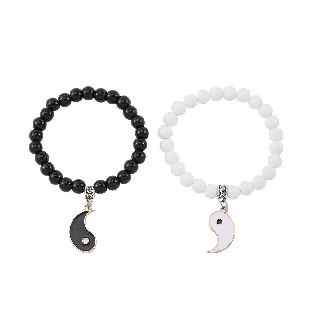 Eight-diagram geometric alloy bracelet with electroplated finish in unisex design
