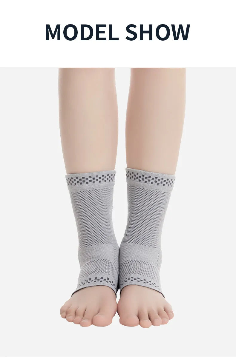 Graphene ankle brace compression sleeve with copper-infused fabric for sprain and tendonitis support
