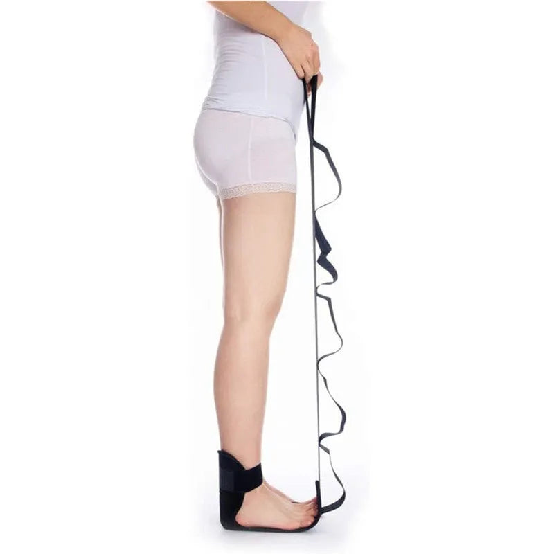 Polyester cotton rehabilitation yoga stretch strap in black and blue colours