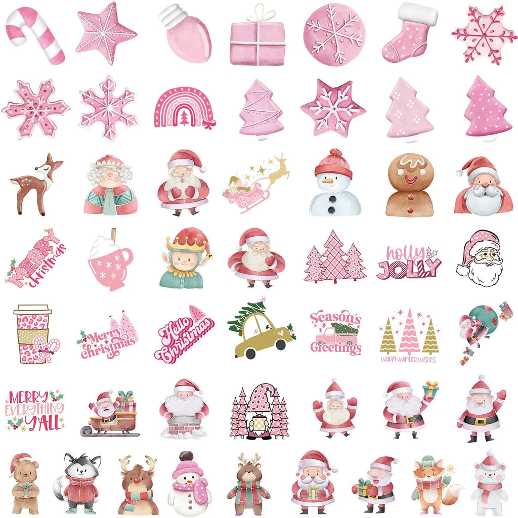 50 Christmas decoration stickers waterproof 4-8cm cute style for car phone computer guitar notebook