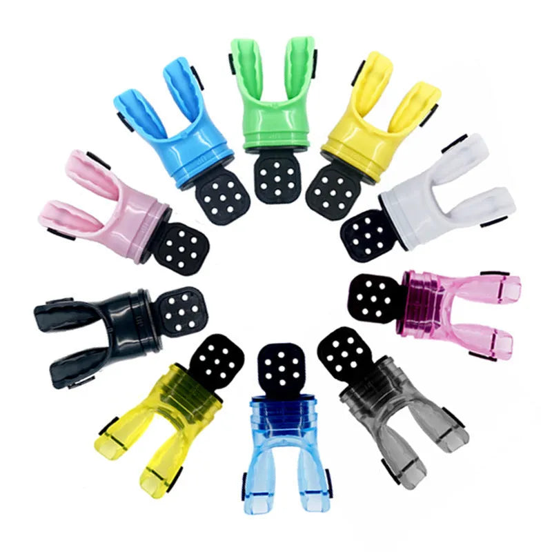110mm edible silicone diving mouthpiece in multiple colour options including black, white, blue and transparent