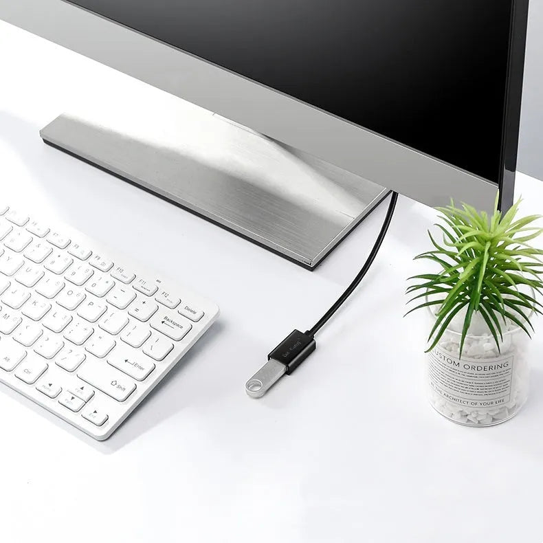 Black USB extension cable male to female connector with aluminium foil and mesh double-layer shielding
