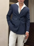 Men's classic striped double breasted blazer in regular fit polyester fabric