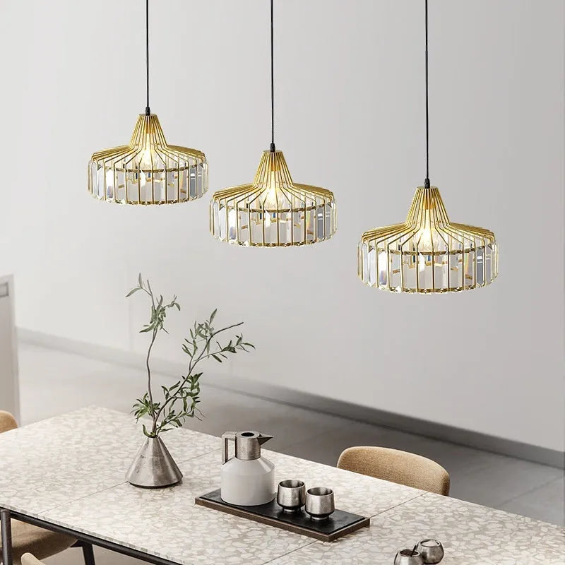 Crystal ceiling chandelier with iron frame in light luxury style showing black and gold finish options