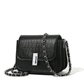 Women's soft PU leather chain shoulder bag with mobile phone pocket in horizontal square design