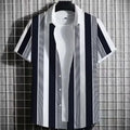 Men's linen short sleeve t-shirt with a simple 3D striped print in multiple colours.