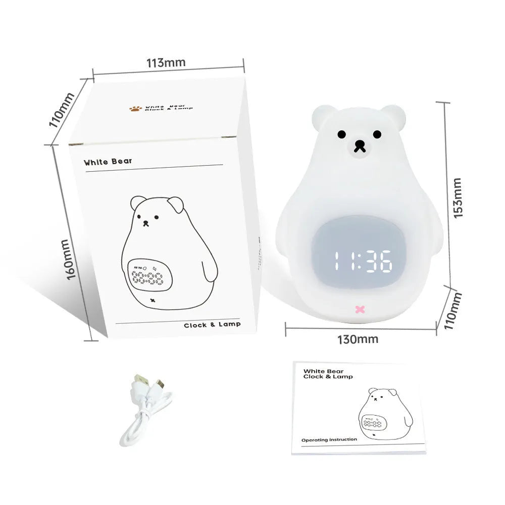 Big White Bear cartoon style silicone night light with remote control and sleeping timer
