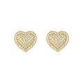 S925 sterling silver heart-shaped stud earrings with moissanite stones in gold plating