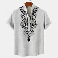 Men's striped casual shirt with loose fit and personalised button detailing in polyester fabric