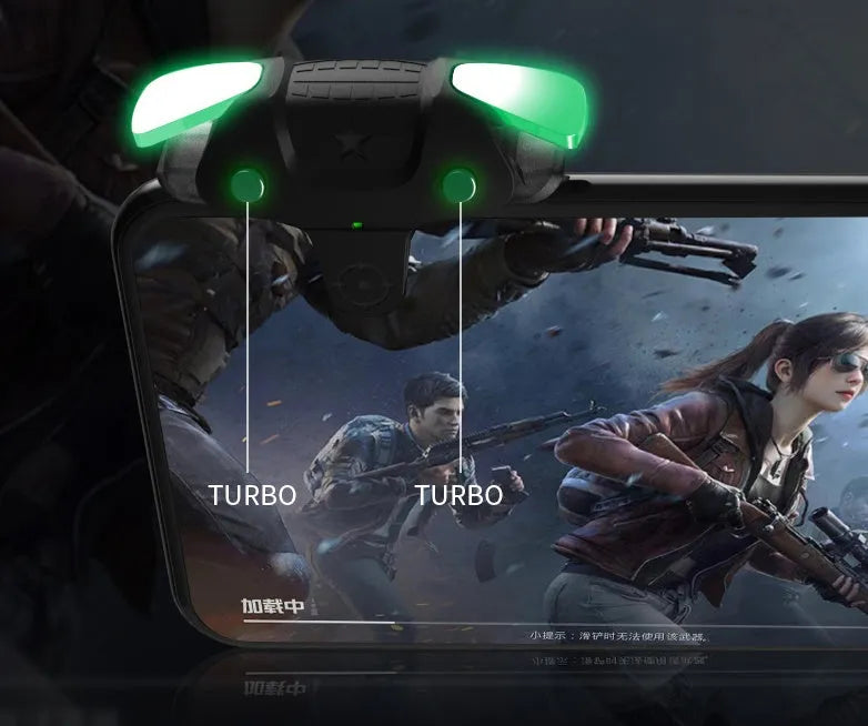 Black F5 mobile phone game controller with joystick measuring 5cm wide