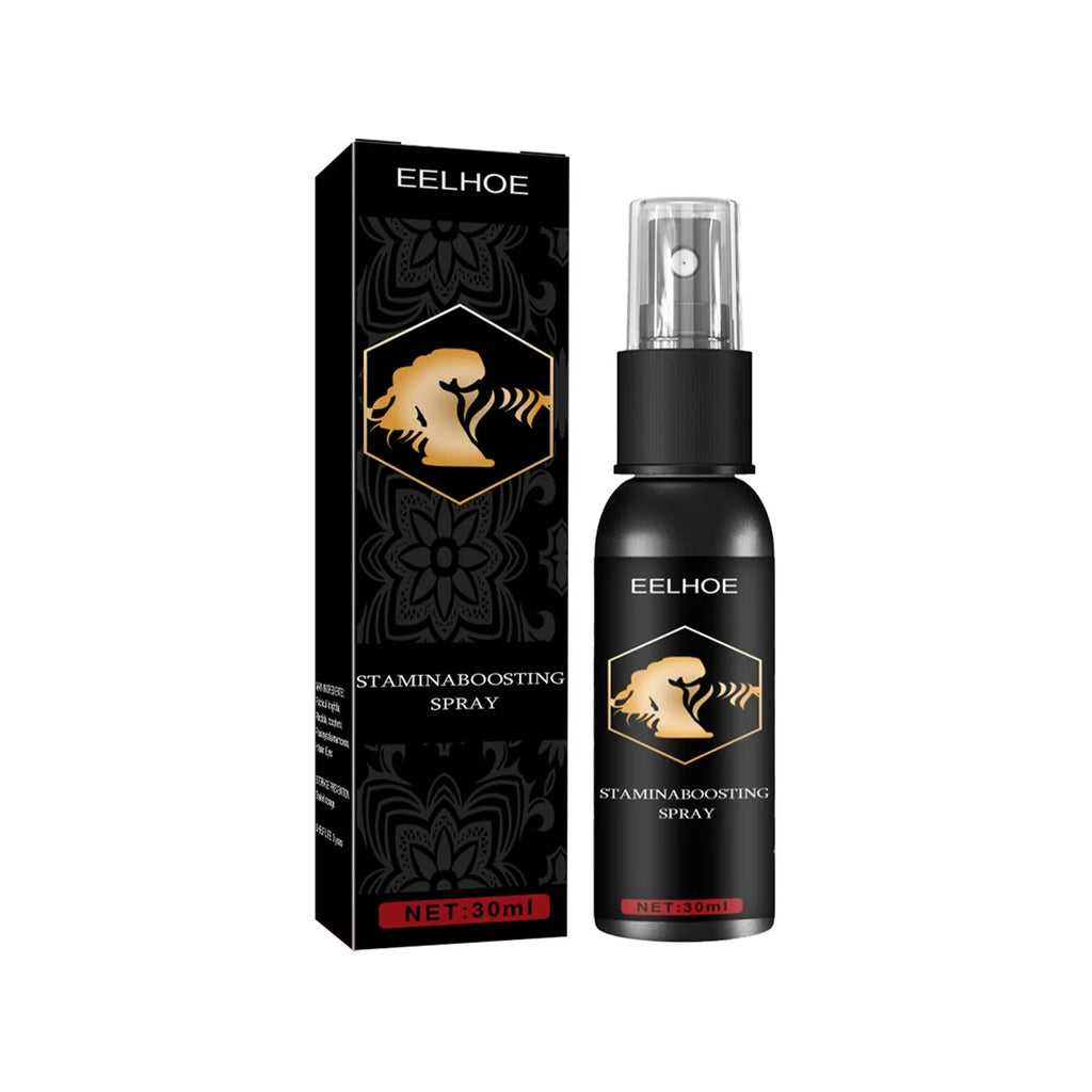 Men's body moisturising and massage treatment oil spray in 30ml container with spray applicator