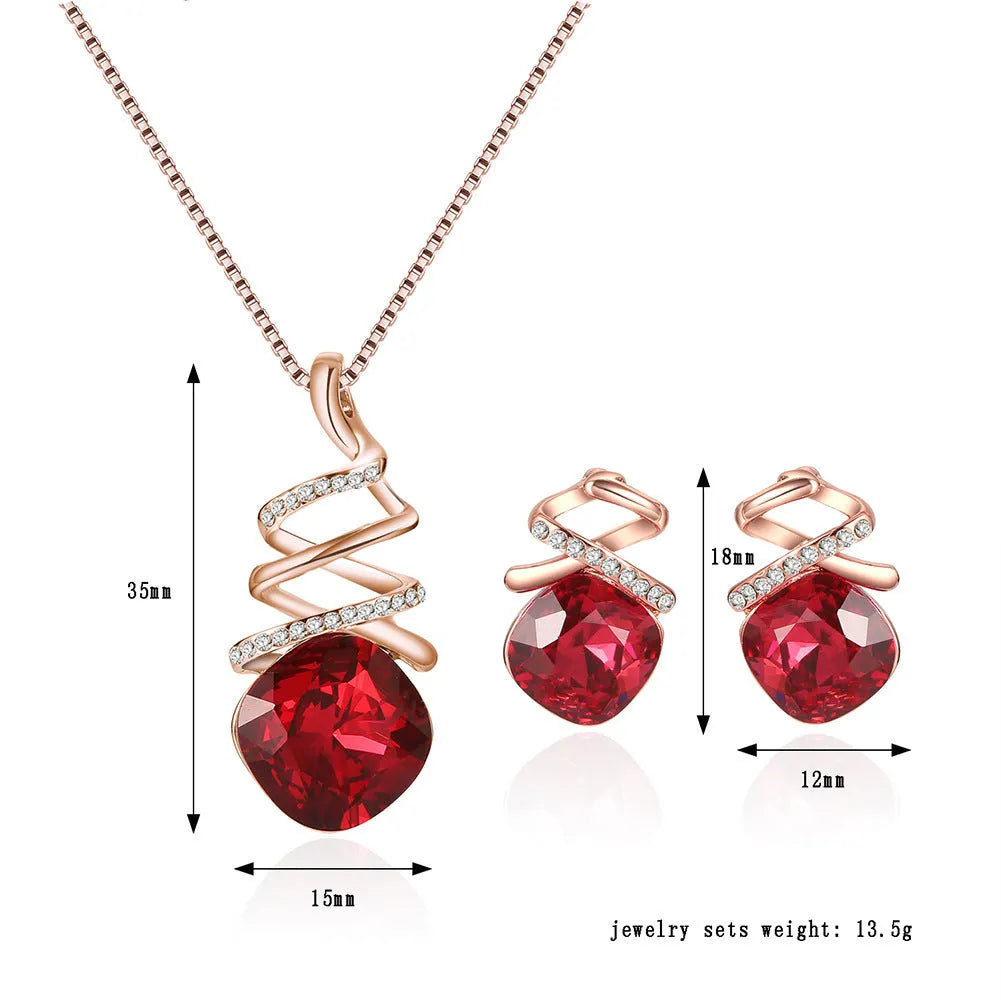 Women's bridal jewellery set with adjustable necklace and matching earrings in alloy