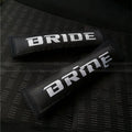 Pair of cotton car safety belt shoulder pads in black blue and red with embroidery