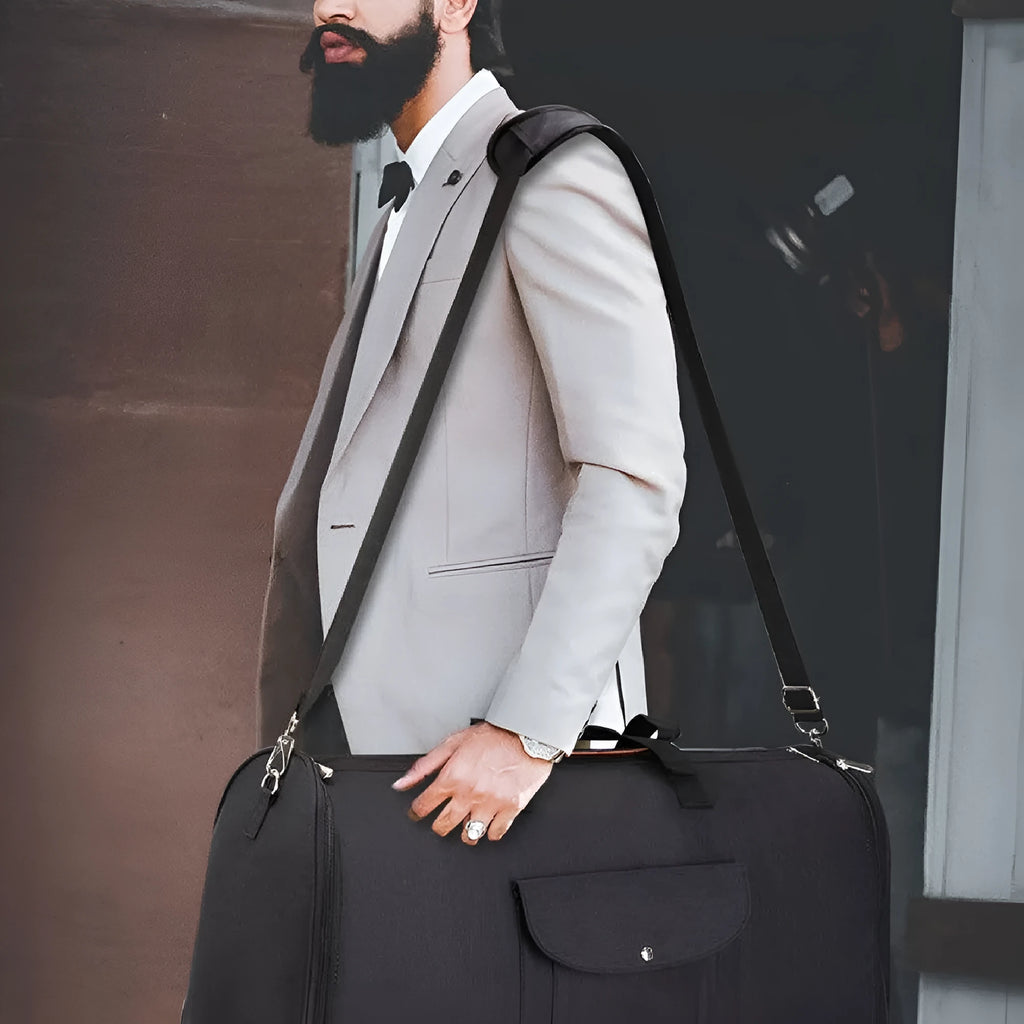 Folding Oxford cloth duffel bag in dark blue, grey, and black colours with 36-55 litre capacity