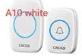 Wireless doorbell system showing transmitter and receiver units with 300m range capability