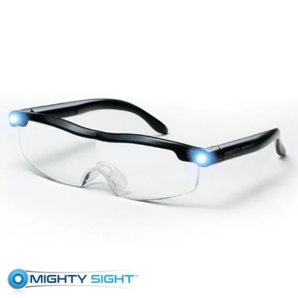Transparent black USB LED reading glasses with scheduled lighting function
