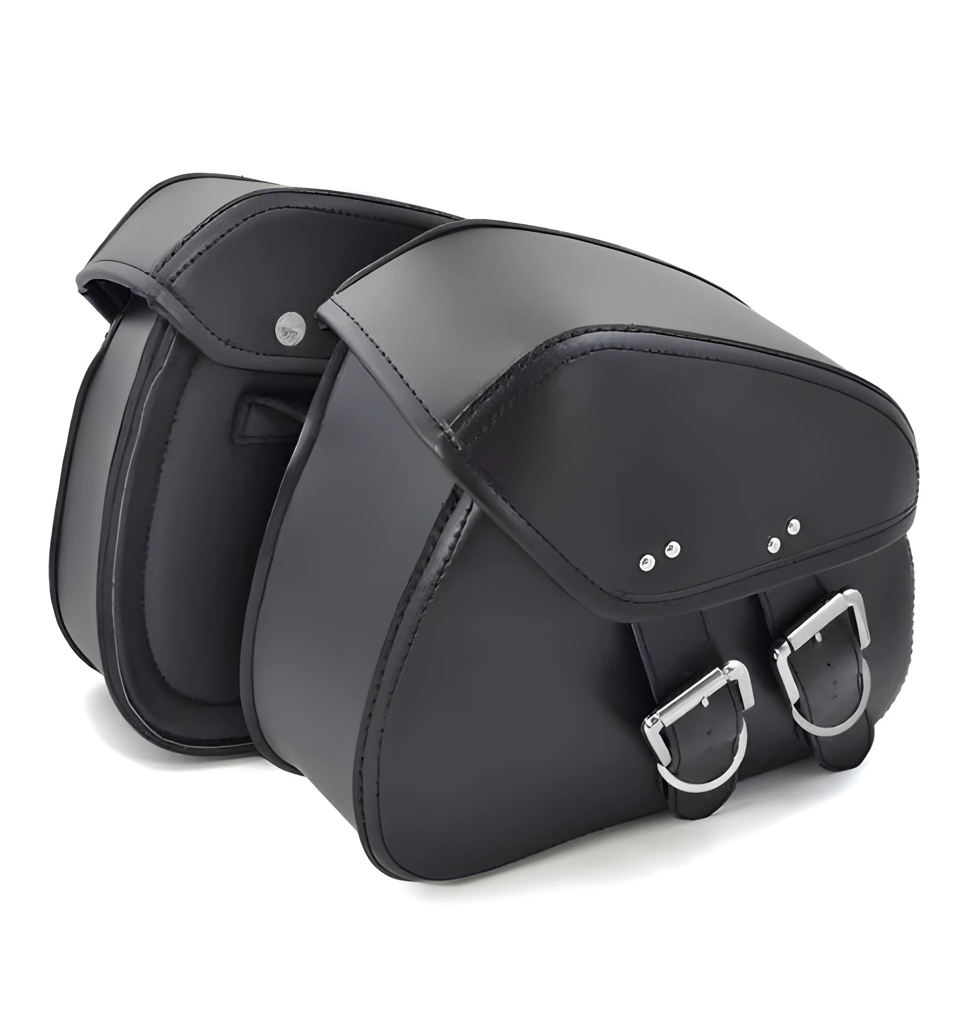 Black PU leather motorcycle saddlebags left and right side storage set for cruisers