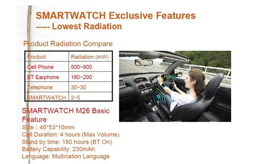 Smart Bluetooth sports watch in white, blue or black colours compatible with iPhone and Android
