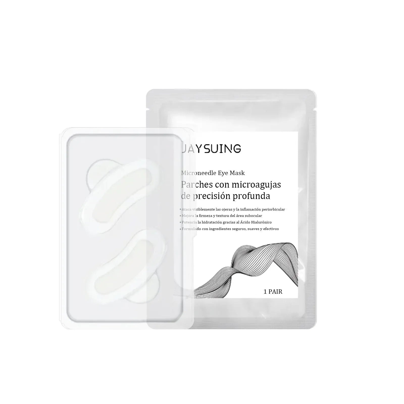 One pair of micro needle eye mask patches for under-eye treatment with retinoic acid and hyaluronic acid.
