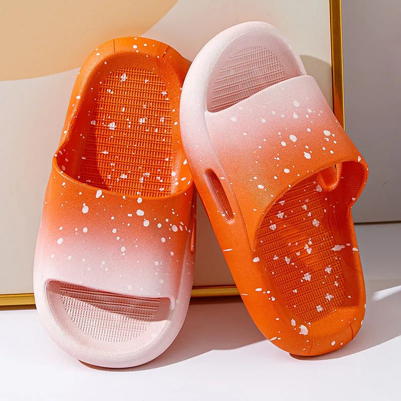 Gradient coloured PVC sandals for children with non-slip soles in blue, green, orange, pink and yellow options