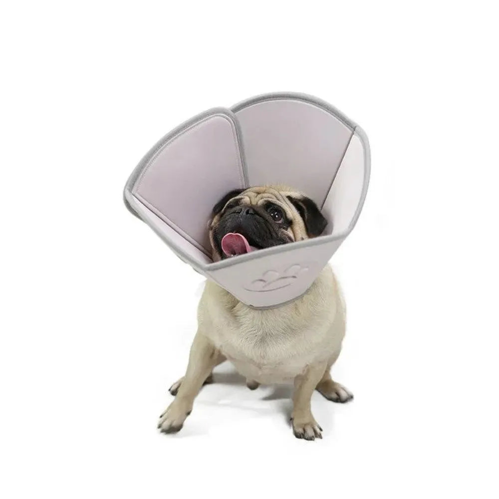 Adjustable soft cone protective collar for cats and dogs in five sizes S to XXL for post-surgery wound recovery