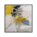 Hand painted abstract oil painting on canvas, modern square artwork, gold and black tones, for living room wall decor