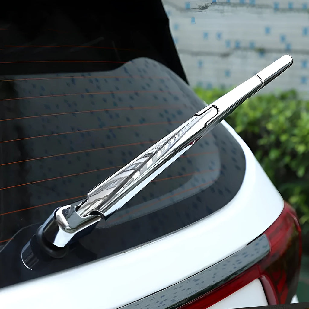 Four silver ABS plastic rear wiper trim caps for 2010 Hyundai vehicles