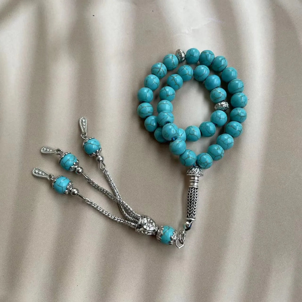Sky blue stone Muslim prayer bracelet with 8mm beads for daily worship counting