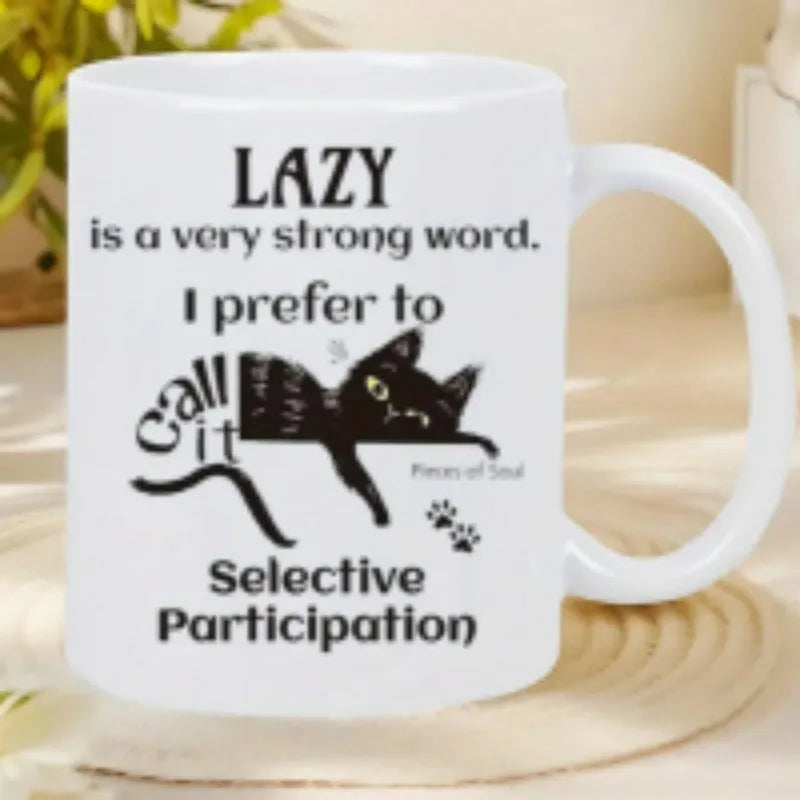 Ceramic 11oz mug with creative picture design applied via thermal transfer