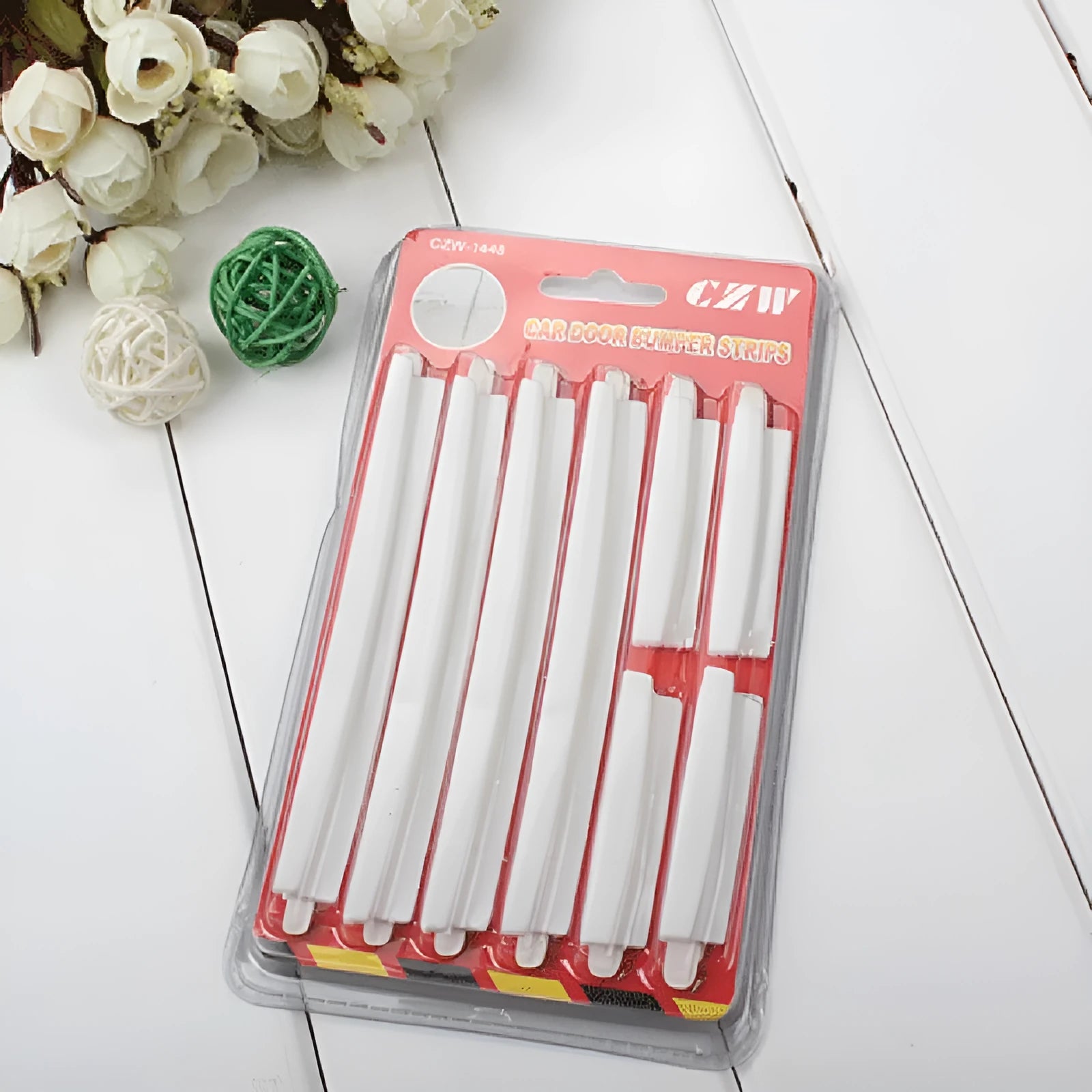 White plastic car door edge anti-collision strip set for vehicle door protection