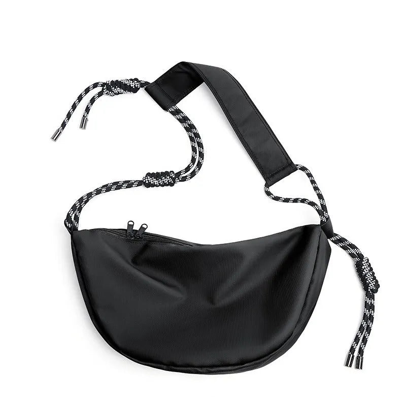 Men's lightweight nylon messenger bag in solid colour with large capacity for commuting