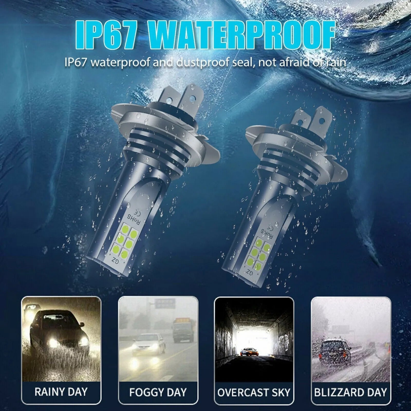Automotive fog lamp replacement bulbs with aviation aluminium shell, compatible with multiple vehicle bulb formats