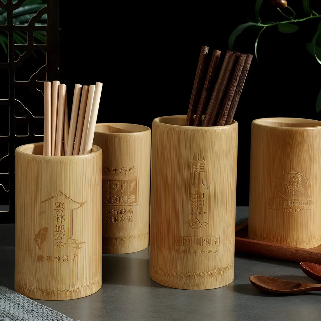 Bamboo chopsticks holder with creative styling for kitchen utensil organisation