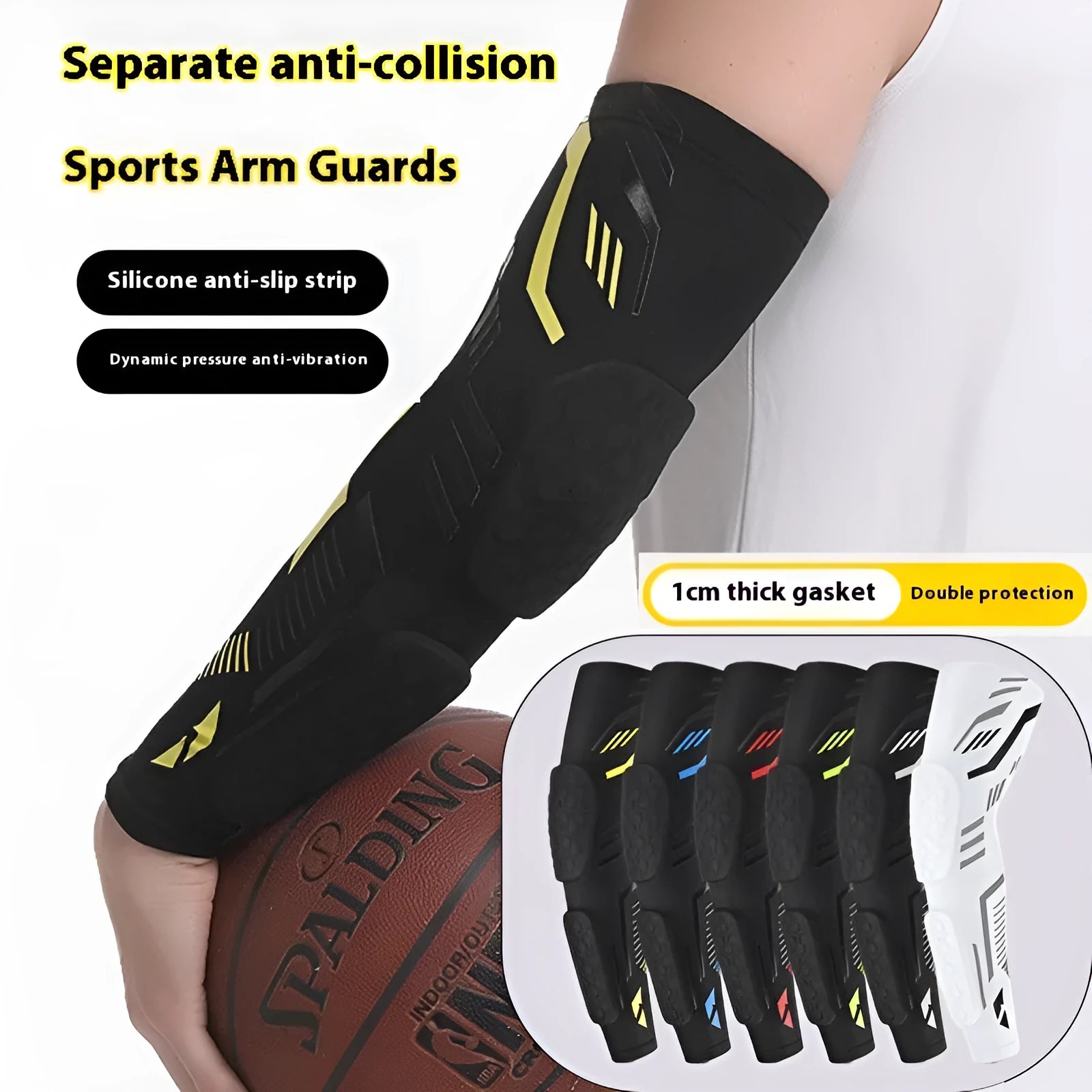 Breathable long training protective gear elbow pad for basketball in black and blue colour