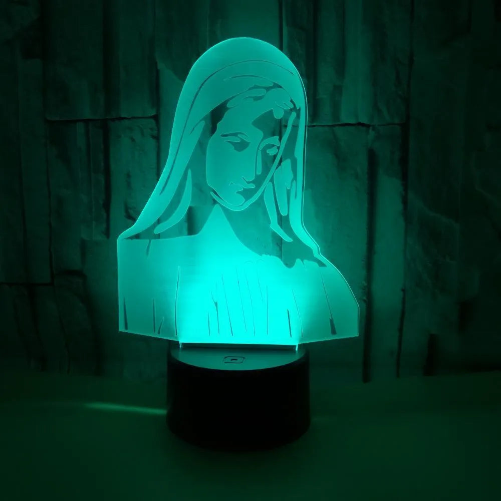 3D LED night light showing laser-engraved acrylic creating dual ring patterns with colourful illumination