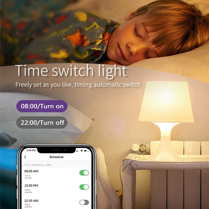 GU10 smart LED spotlight bulb with RGBCCT colours, shown in a standard spotlight socket.