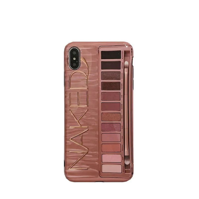 Silicone iPhone case with eye shadow design in flesh and grey colours.